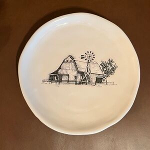 Rustic Barn w/ Windmill Stoneware Plate by Robert Stanley